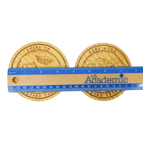 Wooden Coffee Tea Beverage Drink Coasters 7 And 8 Of 8 Round Copenhagen NEW Box - Picture 7 of 7